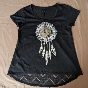 Women's Lace Dreamcatcher babydoll shirt Sz: LG